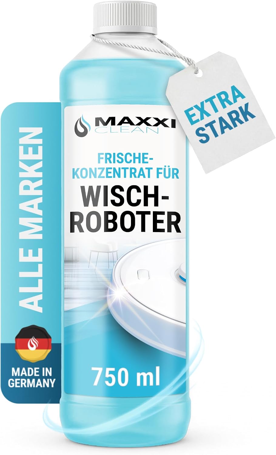 Maxxi Clean 1 x 750 ml Reinigungsmittel für Saugroboter mit Wischfunktion I Konzentrat mit Frische Duft I Universalreiniger für Fliesen, Laminat, Parkett I kompatibel mit gängigen Herstellern