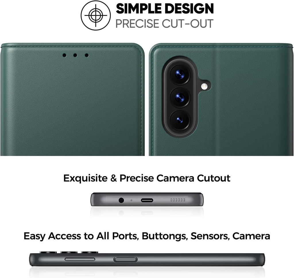 Peakally Handyhülle für Samsung Galaxy A17 5G Hülle [Mit 1 Stück Panzer Schutz Glas] [Premium PU Leder] [RFID-Blockierung] [Kartenfach] Klapphülle kompatibel mit Galaxy A17 5G / 4G - Grün