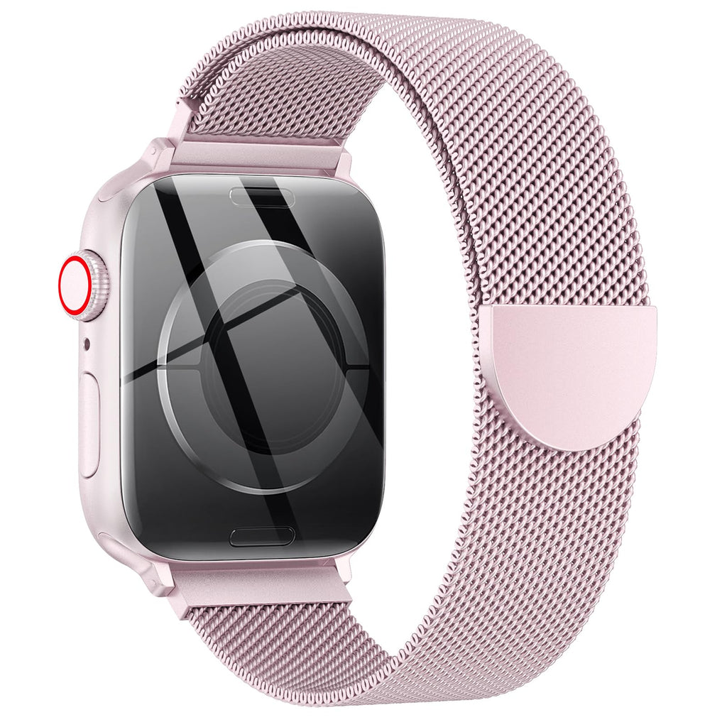 OULUOQI Edelstahl Milanaise Armband für Apple Watch 44mm 46mm 45mm 49mm