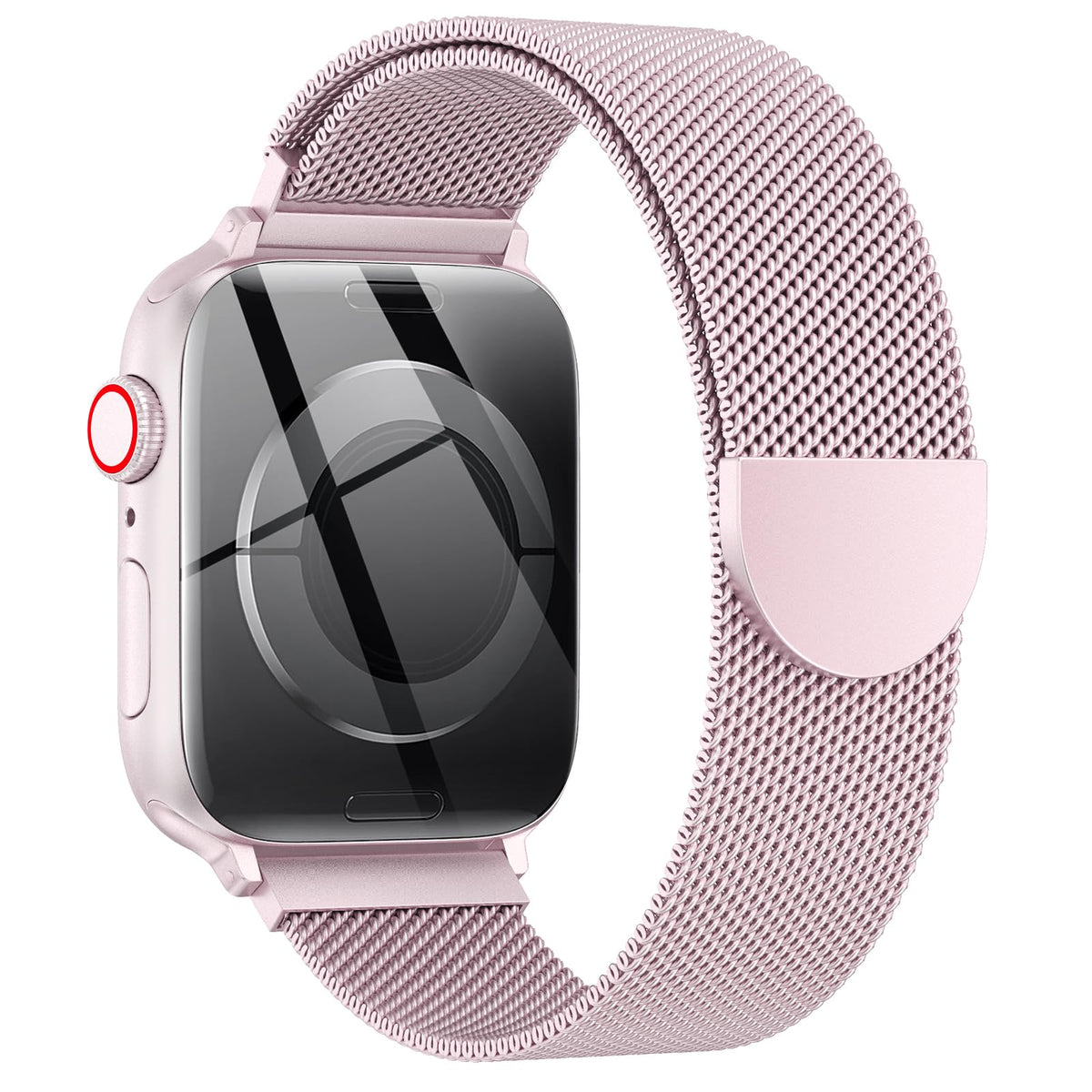 OULUOQI Edelstahl Milanaise Armband für Apple Watch 44mm 46mm 45mm 49mm