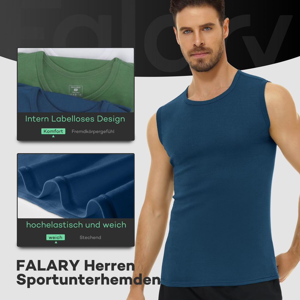 FALARY 3er-/6er-Pack Herren-Unterhemd aus Baumwolle Tanktop Unterhemden S-5XL