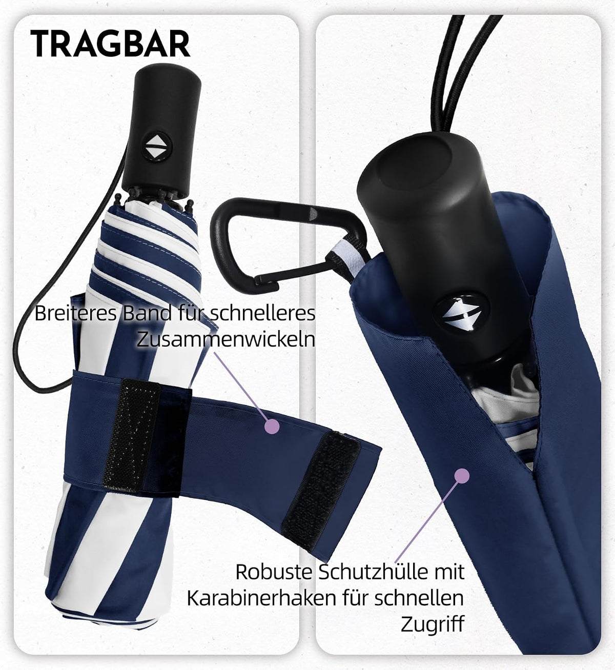 LILAC Regenschirm Klein Stabil Windfest