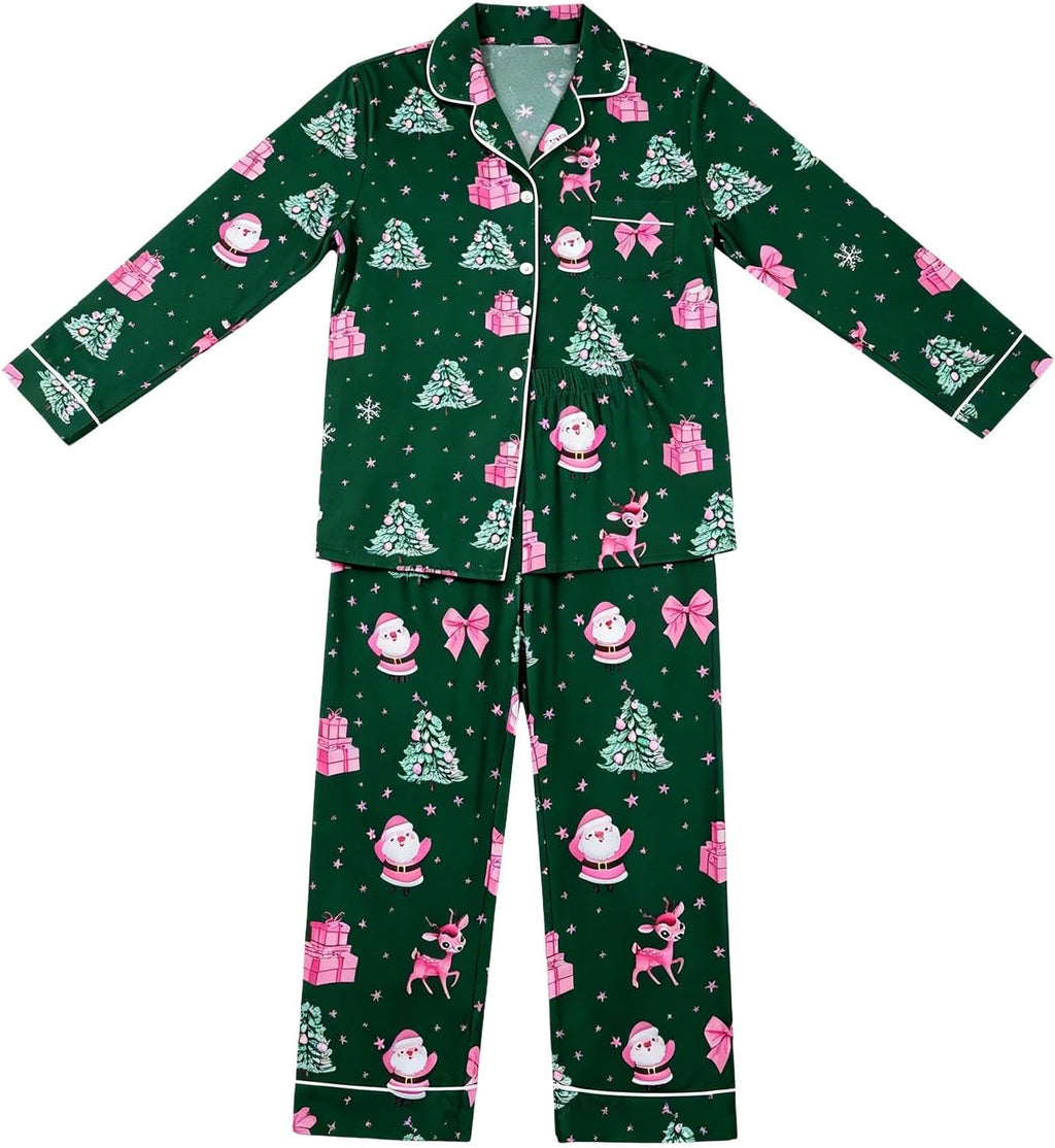 Christmas Pyjamas Women 2026 2 Ladies Pieces Fluffy Pjs Matching Christmas Womens Pyjamas Long Sleeve Xams Plus Size Fashion Autumn Winter Nightwear Lounge Wear Sets for Women UK
