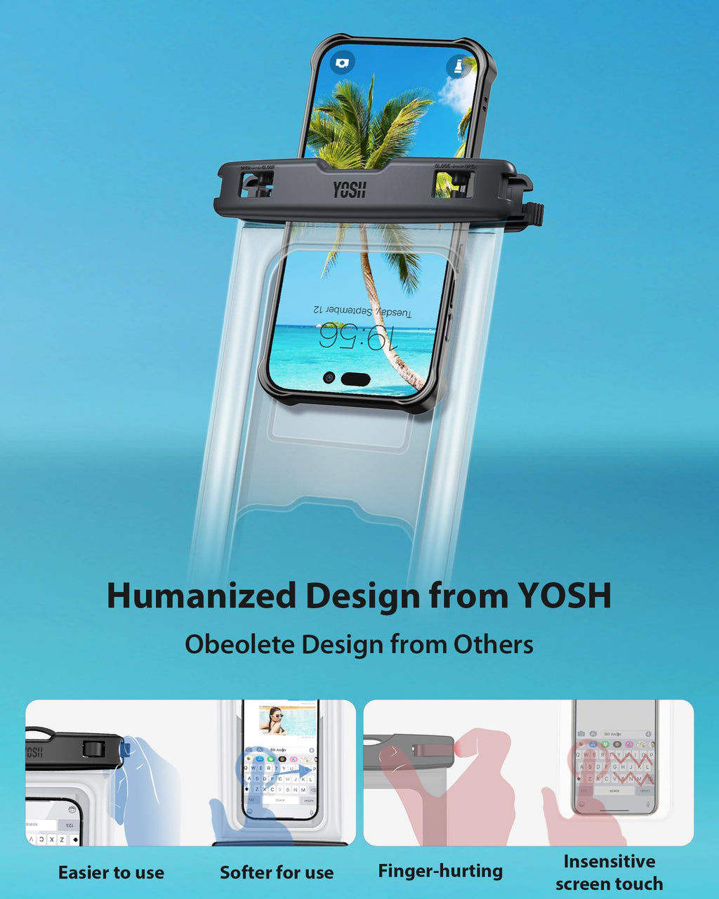 YOSH wasserdichte Handyhülle [Schwimmende & Nahtloser] 2 STK., bis zu 7,5"