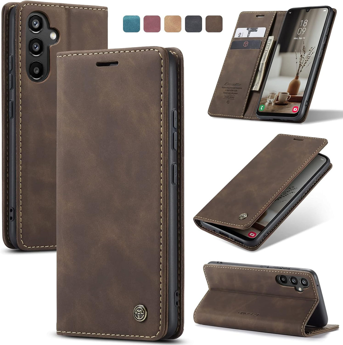Handyhülle für Honor Magic 6 Pro hülle Premium PU klapphülle RFID Lederhülle Faltbare Schutzhülle Kartenfach Standfunktion Handytasche hülle Honor Magic 6 Pro 5G - Schwarz