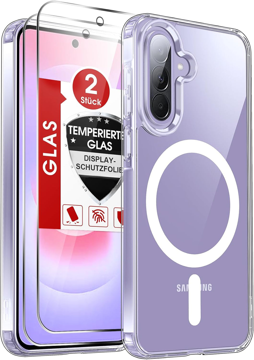LeYi für Samsung Galaxy A06 4G Hülle für Magsafe mit 2X Panzerglas-Schwarz