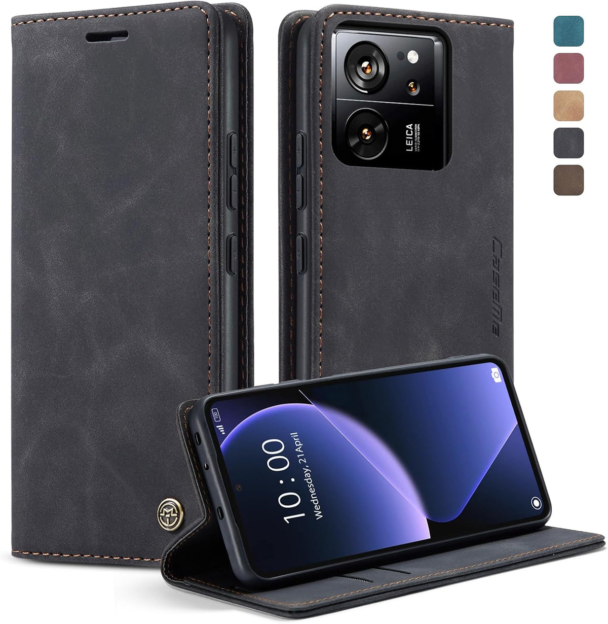 Handyhülle für Honor Magic 6 Pro hülle Premium PU klapphülle RFID Lederhülle Faltbare Schutzhülle Kartenfach Standfunktion Handytasche hülle Honor Magic 6 Pro 5G - Schwarz