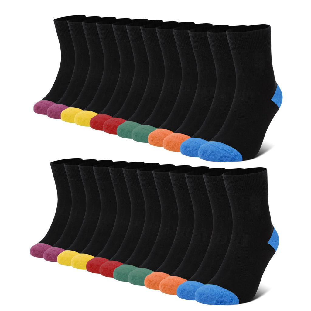 FALARY 12 Paar Socken Herren Damen Baumwolle Herrensocken Schwarz Weiß Sport Socks Atmungsaktive