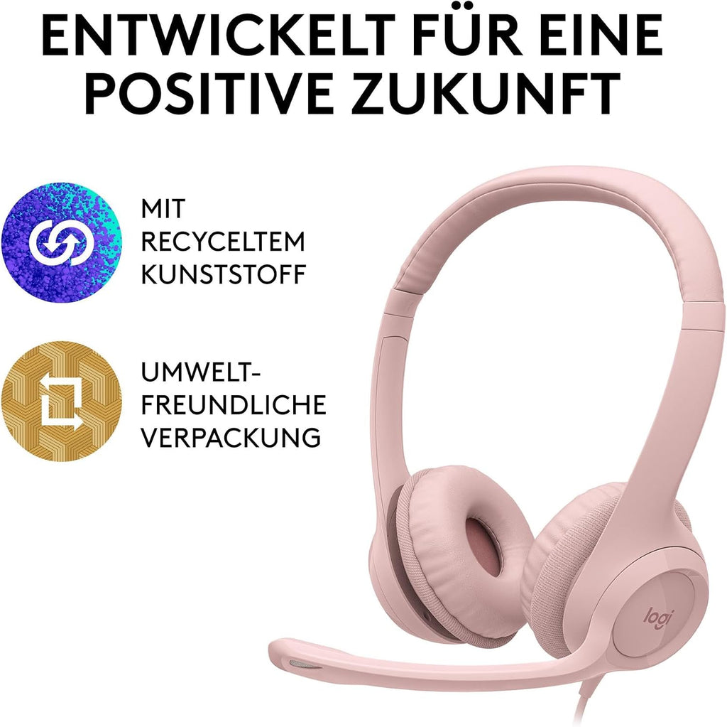 Logitech H390 Kopfhörer für PC zuhause, PC-Headset mit Mikrofon, Schwarz