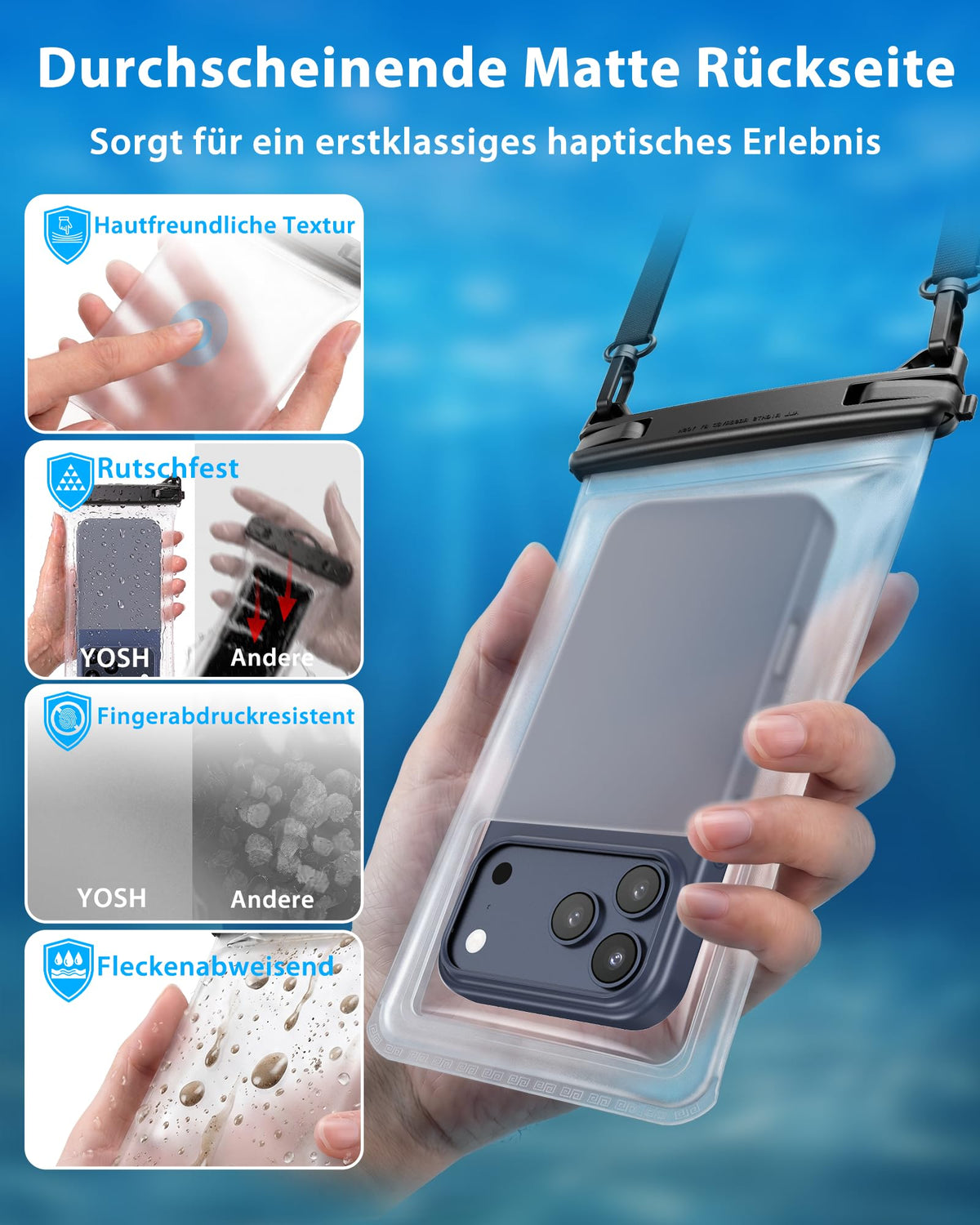 YOSH wasserdichte Handyhülle [Schwimmende & Nahtloser] 2 STK., bis zu 7,5"