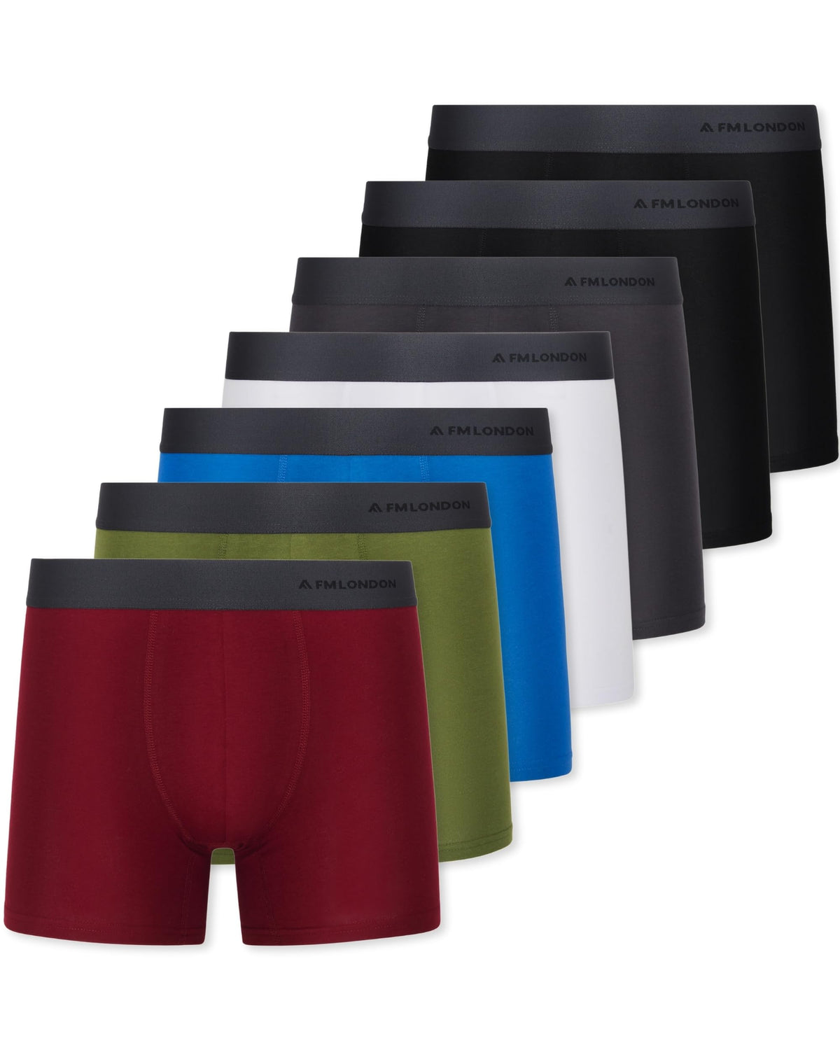 FM London Lot de 7 Boxers Respirants Homme sans Étiquette, Extensibles