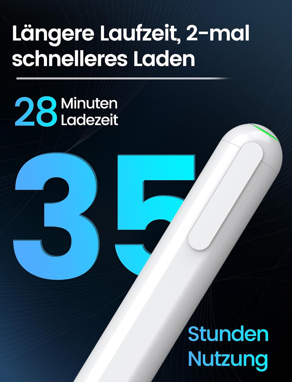 MEKO Stift für Apple iPad 2018–2026, Weiß, 35 Stunden Akkulaufzeit