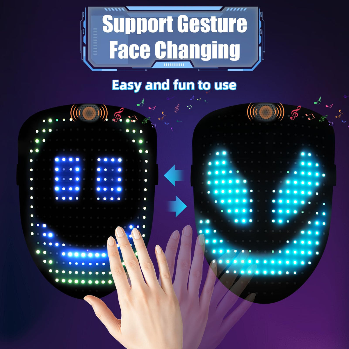 JDBMAOYE LED Light Up Mask with Gesture Sensing,Perfect Gifts for Teen Boys