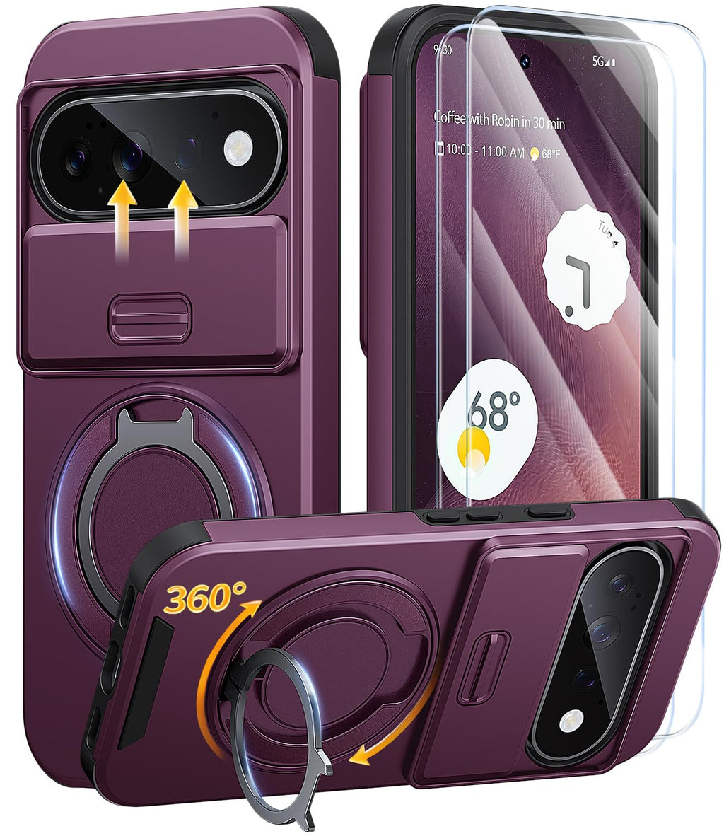AOUIA für Samsung Galaxy S26 Ultra Hülle mit 2 Stück Panzerglas, Kameraschutz, 360° drehbarer Ringständer, Militärstandard Stoßschutz, robuste Handyhülle für Samsung S26 Ultra, Schwarz