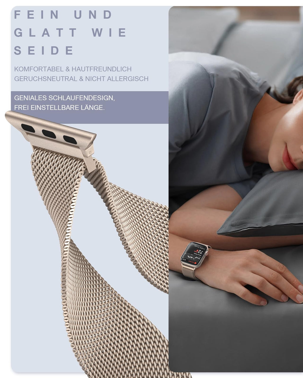OULUOQI Edelstahl Milanaise Armband für Apple Watch 44mm 46mm 45mm 49mm