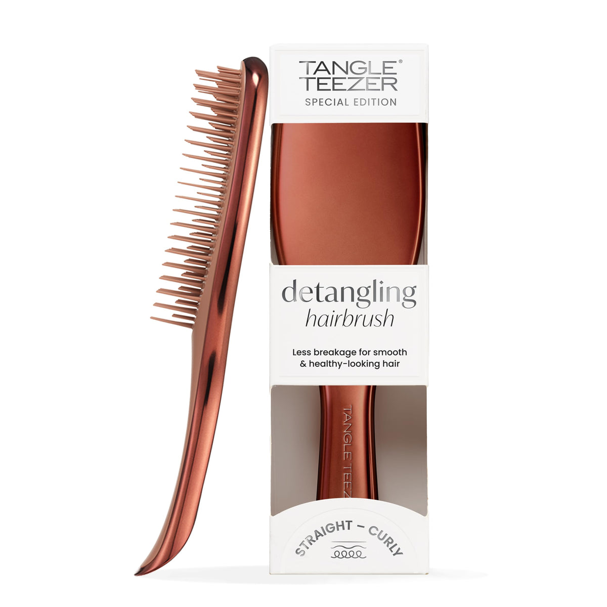 Tangle Teezer Ultimate Detangler Haarbürste – Nasses & Trockenes Haar – Entwirrungsbürste für Alle Haartypen – Zweistufige Borsten Reduzieren Haarbruch & Knoten – Champagner Gold mit Chrom-Finish