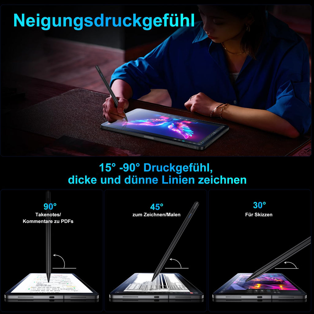 Stift für iPad, (2018-2025) Pencil 2nd Generation für Apple mit Schnellladeleistung Palm Rejection und Neigungssensitivität Stylus für i Pad 6-10, i Pad Pro 13''/12,9''/11'', Mini 6/5, Air 5/4/3