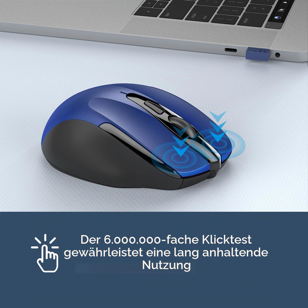 TECKNET Kabellose Maus, 2.4G Optische Funkmaus mit USB Empfänger, Grau