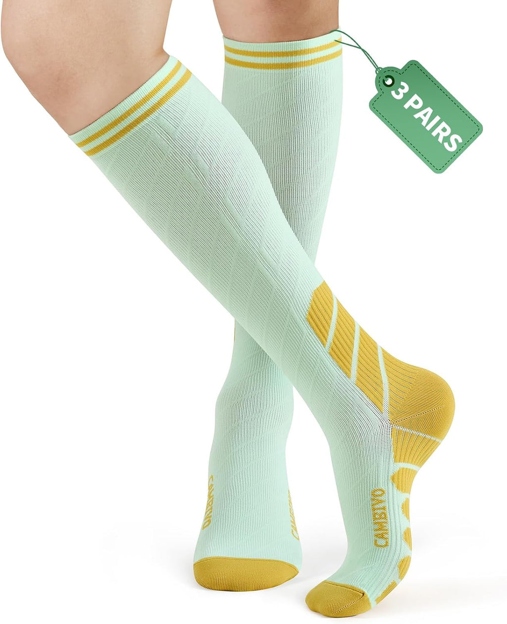 CAMBIVO Bas de Contention Femme Homme 3Paires, Chaussettes de Compression 20-30mmHg, Chaussette Contention Classe 2, pour Circulation Sanguine, Course a Pied, Voyage Avion, Sport, Running, Infirmiere