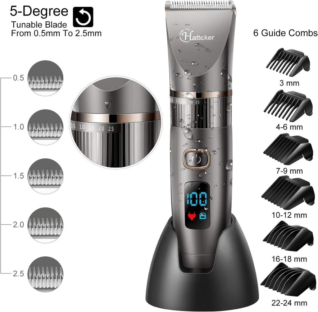 Hatteker 3-in-1 Herren Haarschneidemaschine Wasserdicht Barttrimmer