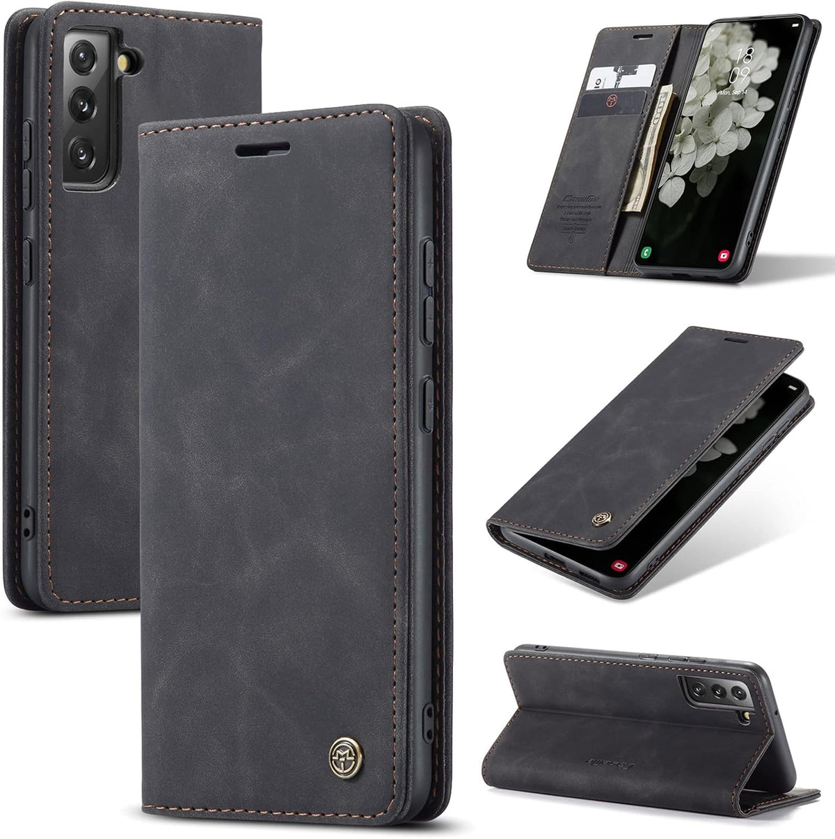 Handyhülle für Honor Magic 6 Pro Hülle Premium PU Klapphülle RFID Lederhülle Faltbare Schutzhülle Kartenfach Standfunktion Handytasche Hülle Honor Magic 6 Pro 5G - Schwarz
