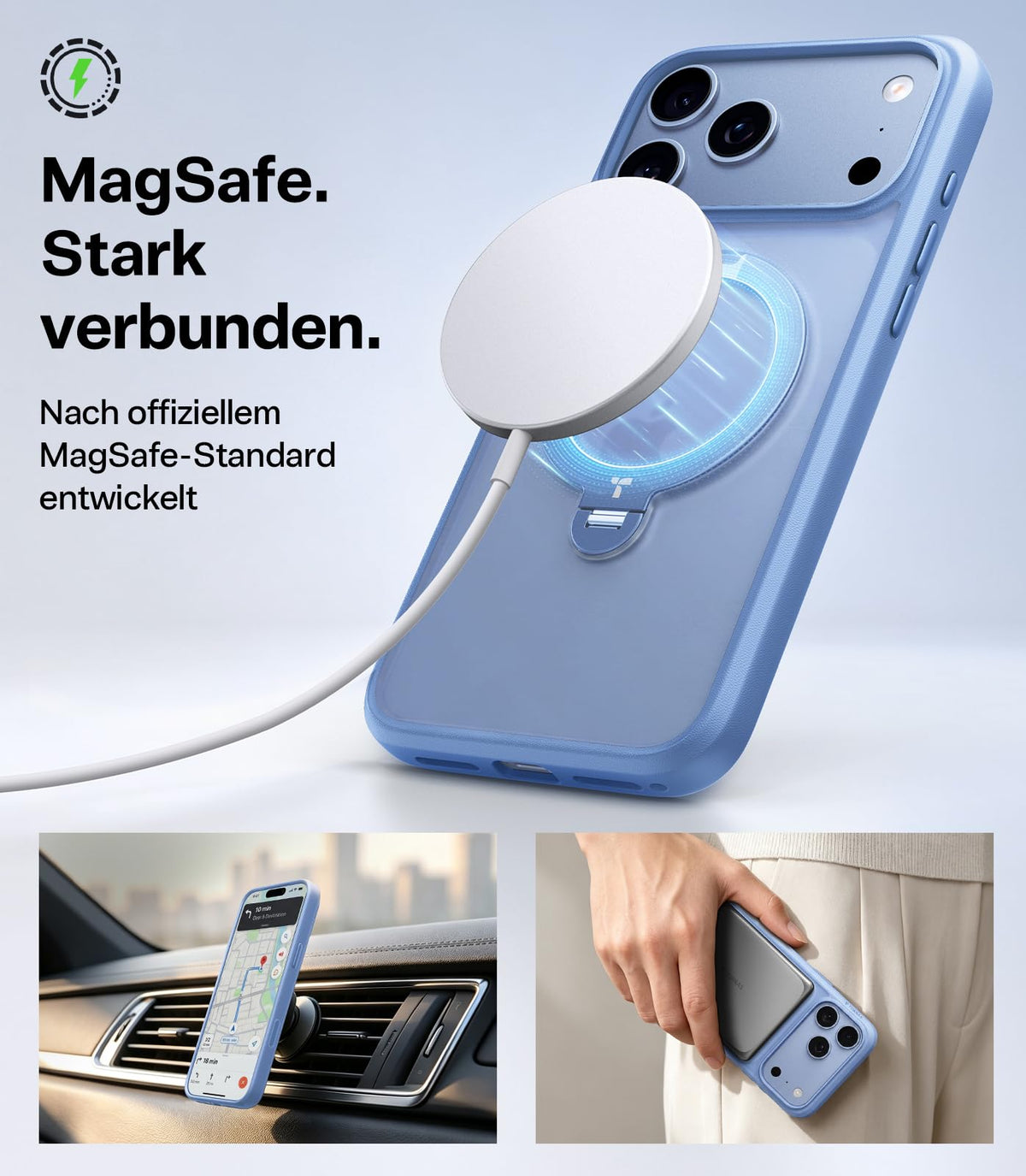 TORRAS Ostand Q3 Spin für iPhone 18 Pro Hülle für MagSafe 360°Stand Schwarz