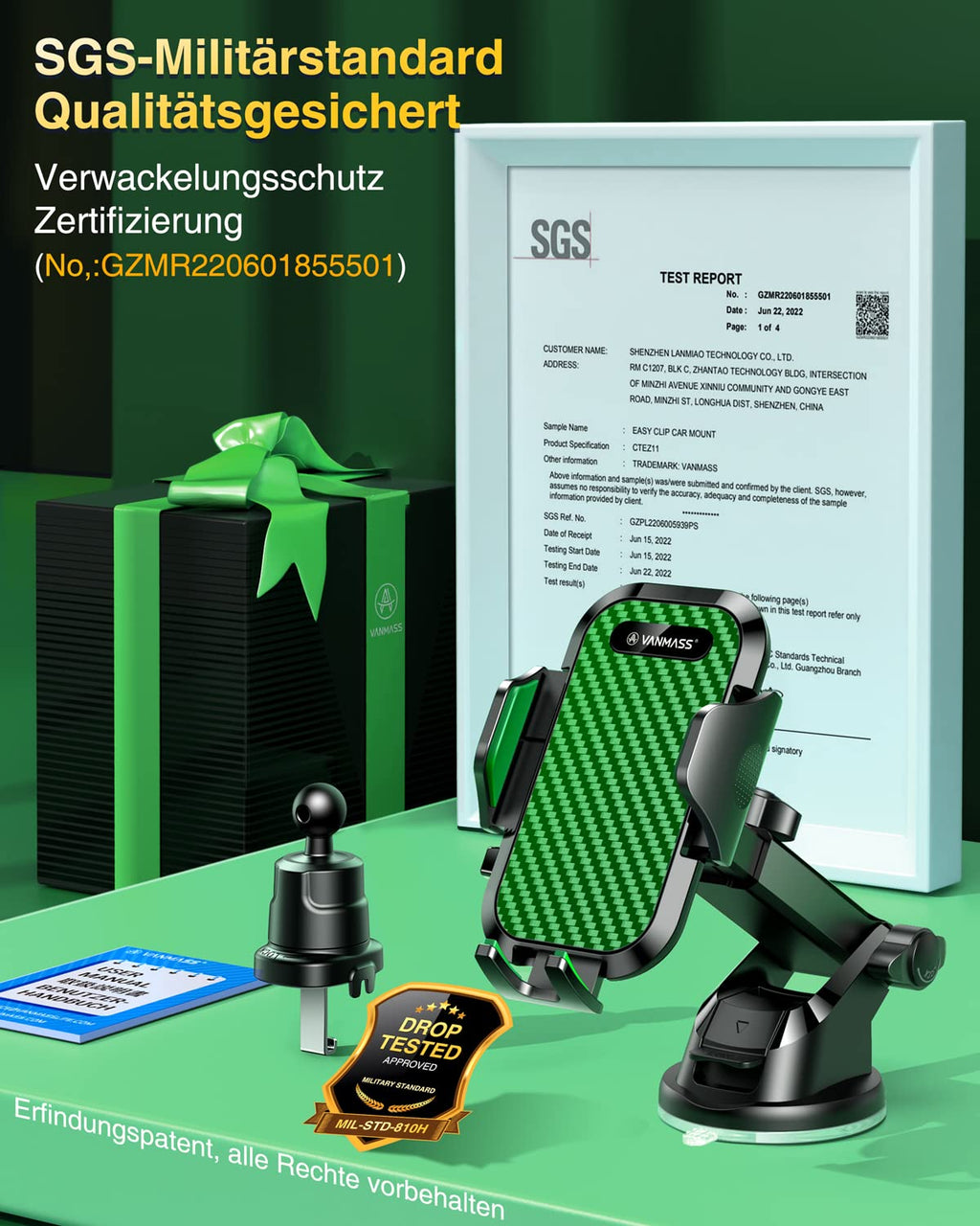 VANMASS 2026【Militär-Klasse】Handyhalterung Auto Upgrade【Stärkste Saugnapf & Lüftungshaken】4 in 1 Handy Halterung Auto 360° Drehbar Handyhalter Auto Armaturenbrett Scheibe Wand für iPhone Samsung usw