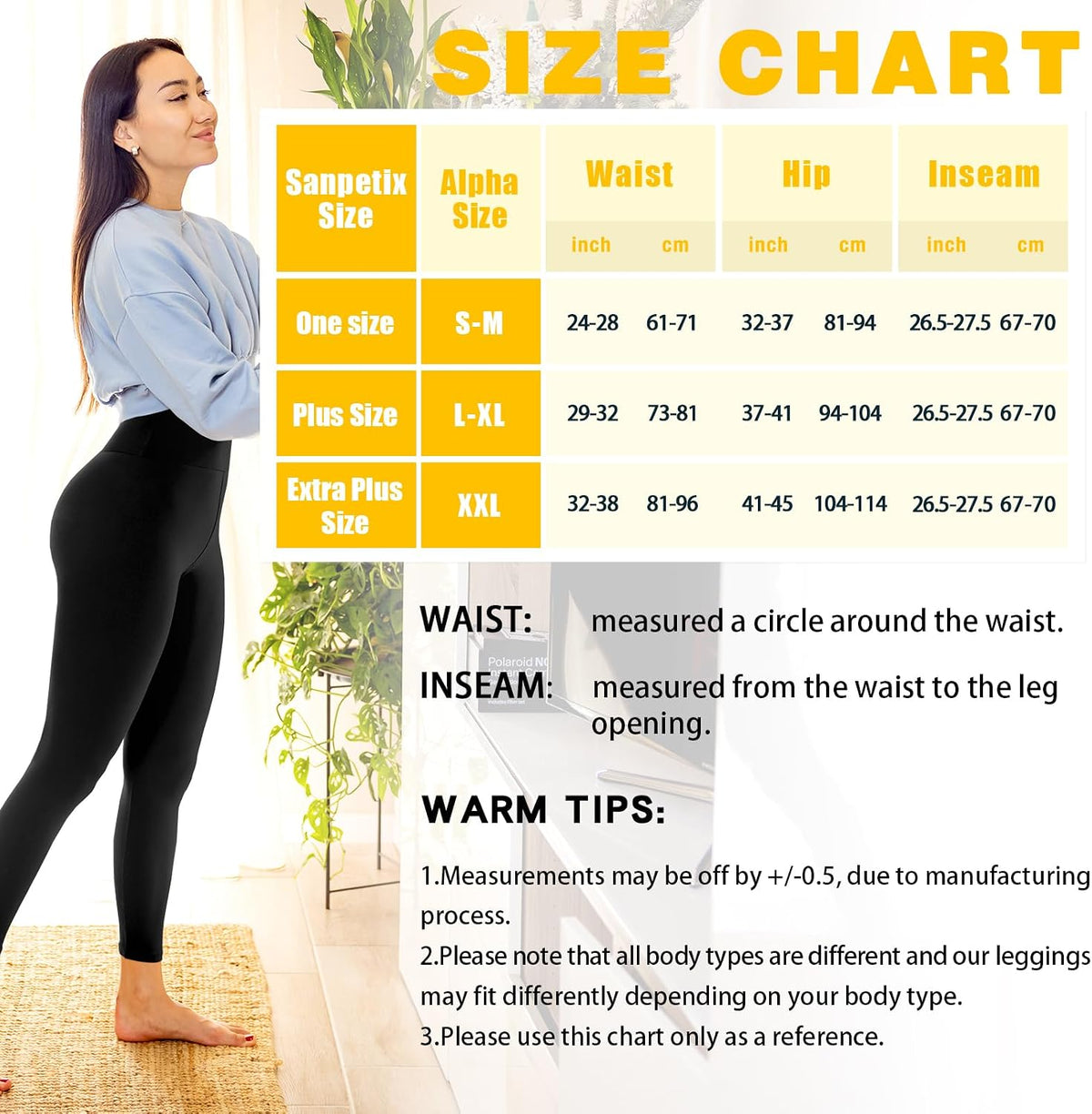 3 Pack Black Leggings for Women