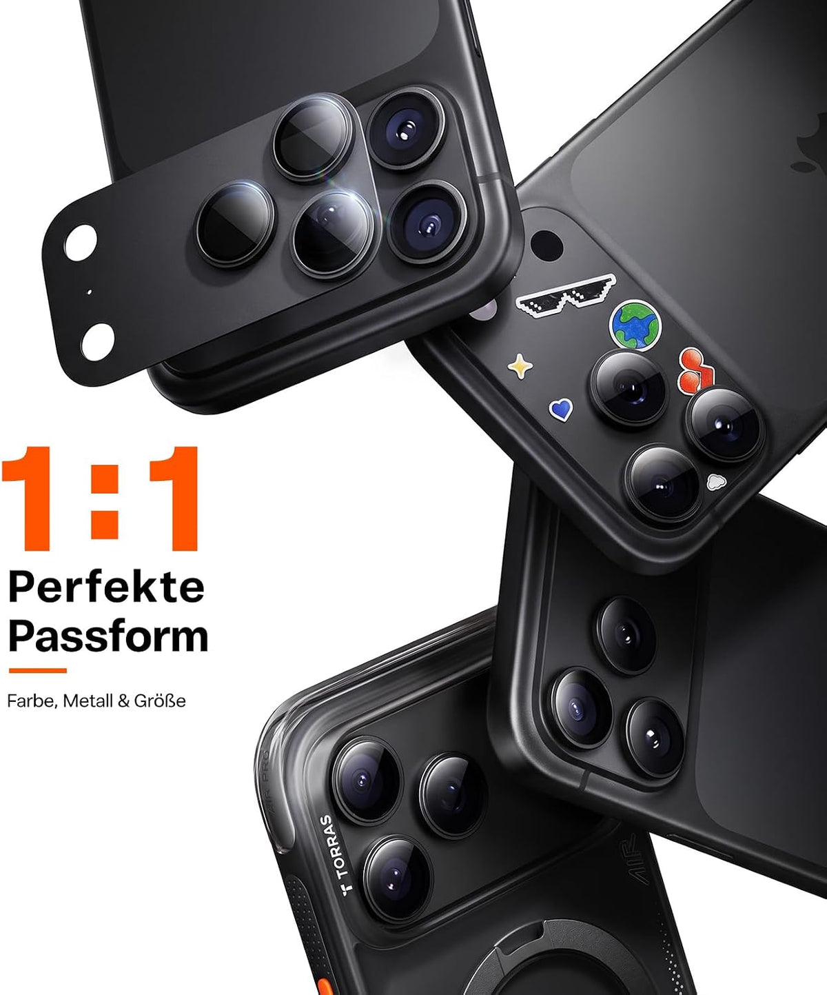 TORRAS für iPhone 18 Pro 9H+ Kratzfest Kameraschutz HD-Klares, Grau