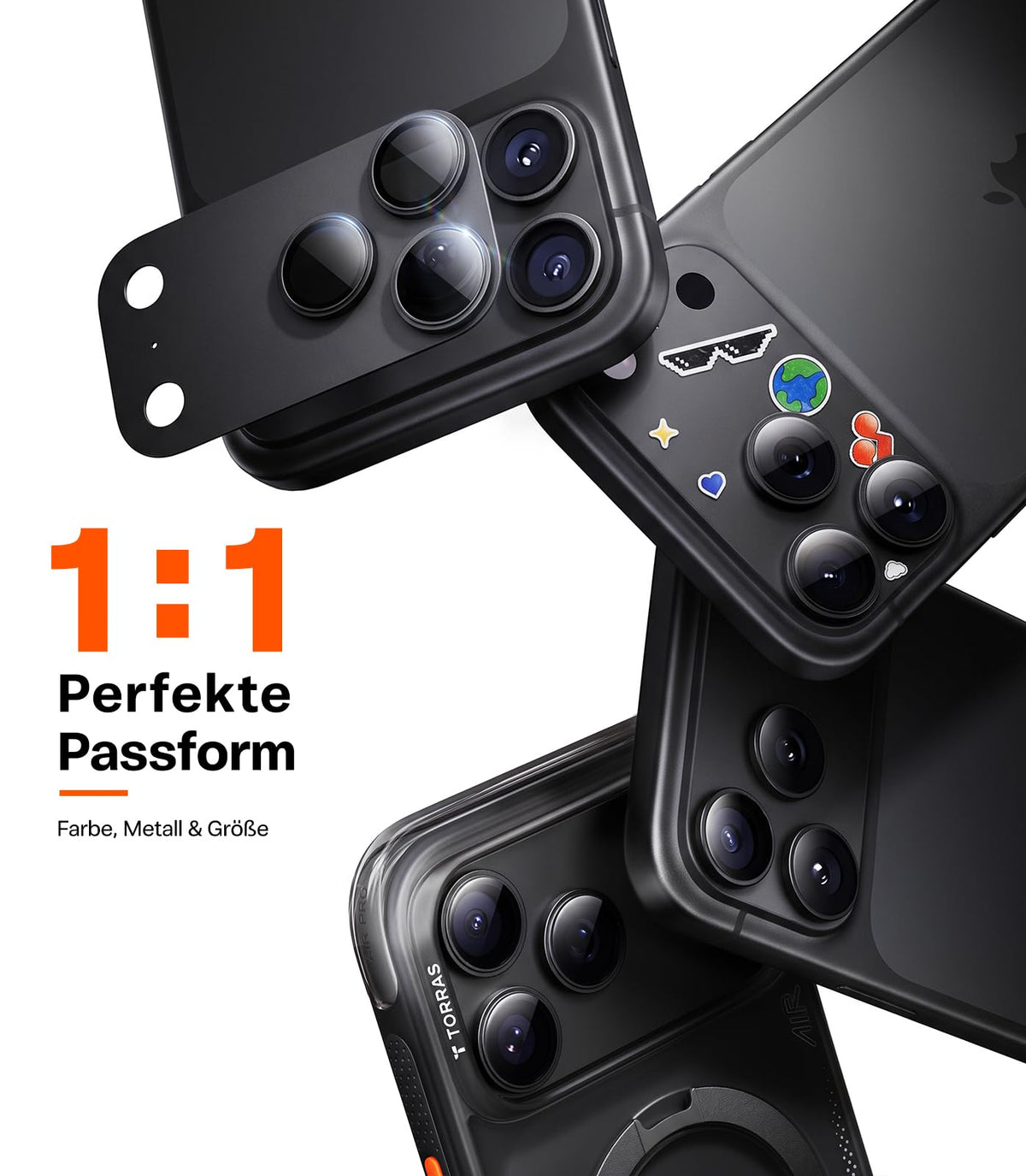 TORRAS für iPhone 18 Pro 9H+ Kratzfest Kameraschutz HD-Klares, Grau