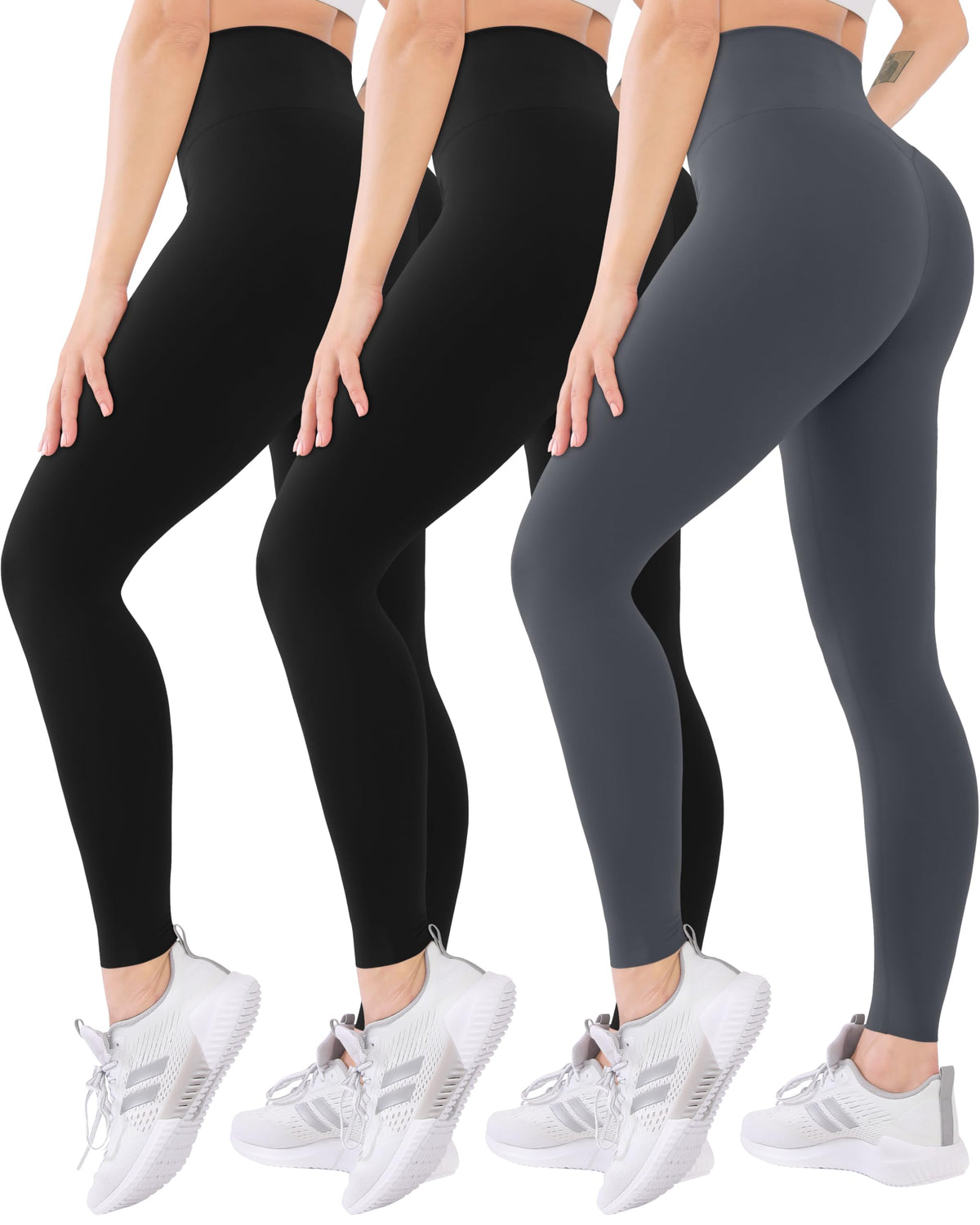 Blisset 3 Pack High Waisted Leggings for Women with Pockets Soft Active Compression Pants for Yoga Running & Daily Wear
