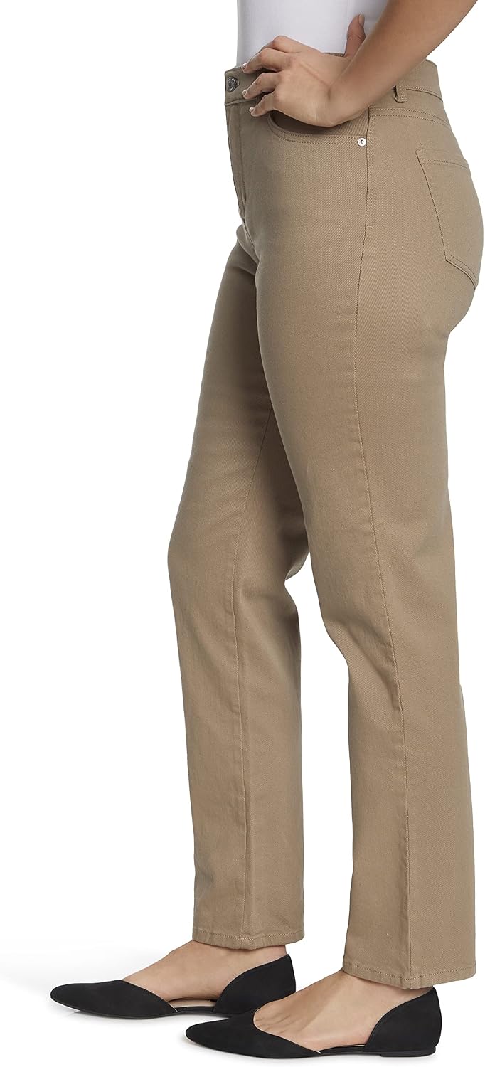Gloria Vanderbilt Women's Amanda Classic High Rise Tapered Jean Standard, Hazelnut, 18 Short