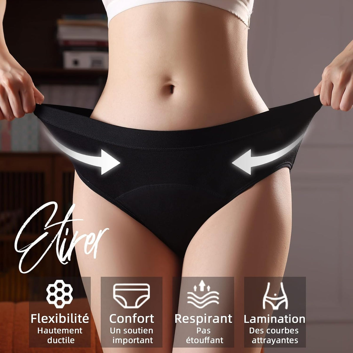 Culotte Menstruelle Absorbante Coton Menstruation Protection Périodique Hygiénique Flux léger à abondant Culotte de Règles
