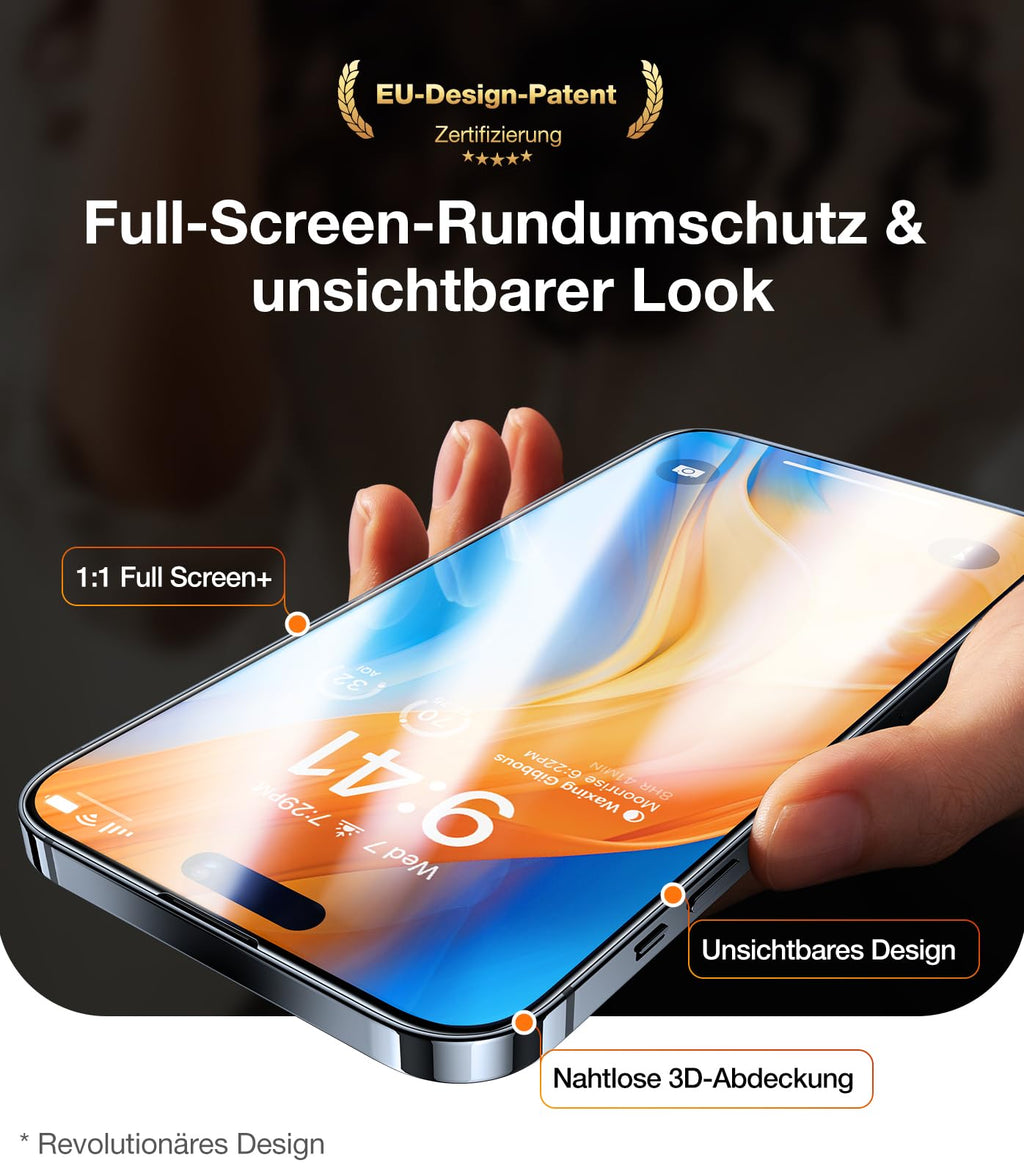 TORRAS für iPhone 18 Pro für Panzerglas TOP 9H+, Auto-Montage, 2 Stück