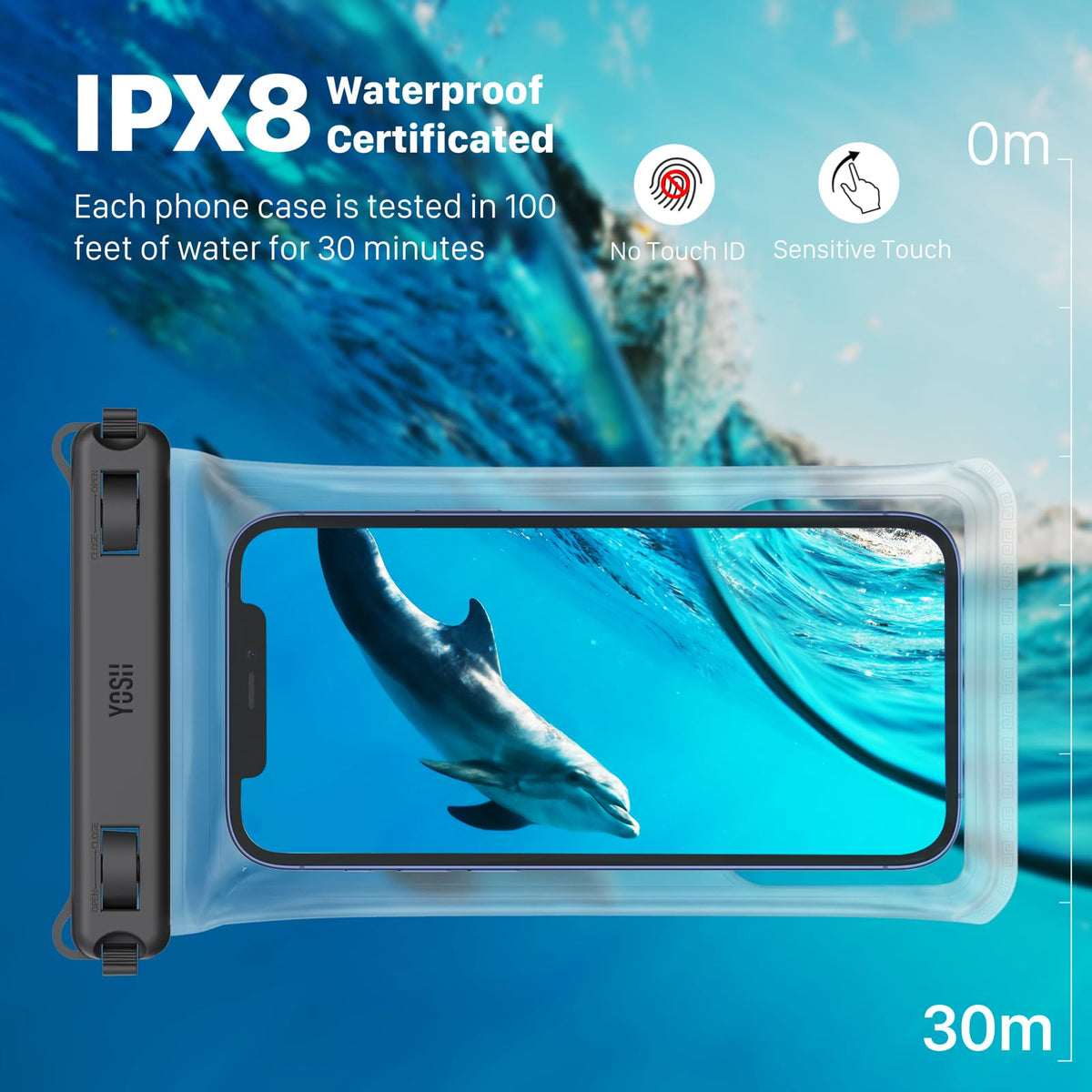 YOSH wasserdichte Handyhülle [Schwimmende & Nahtloser] 2 STK., bis zu 7,5"