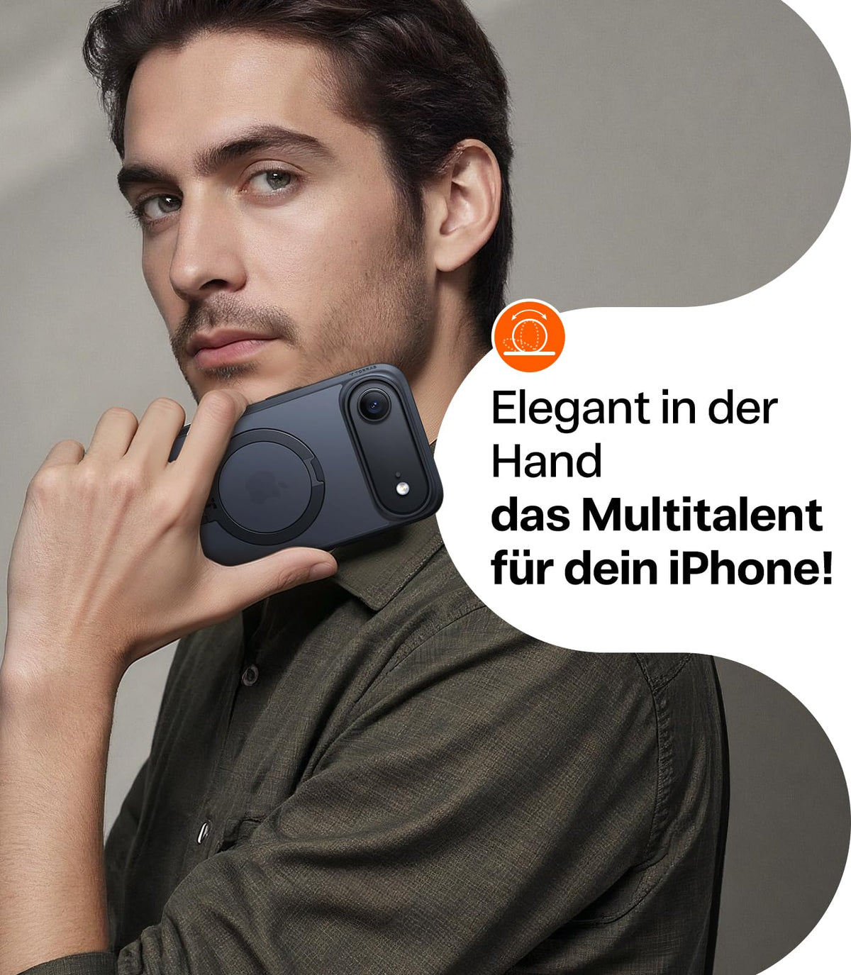 TORRAS Ostand Q3 Spin für iPhone 18 Pro Hülle für MagSafe 360°Stand Schwarz