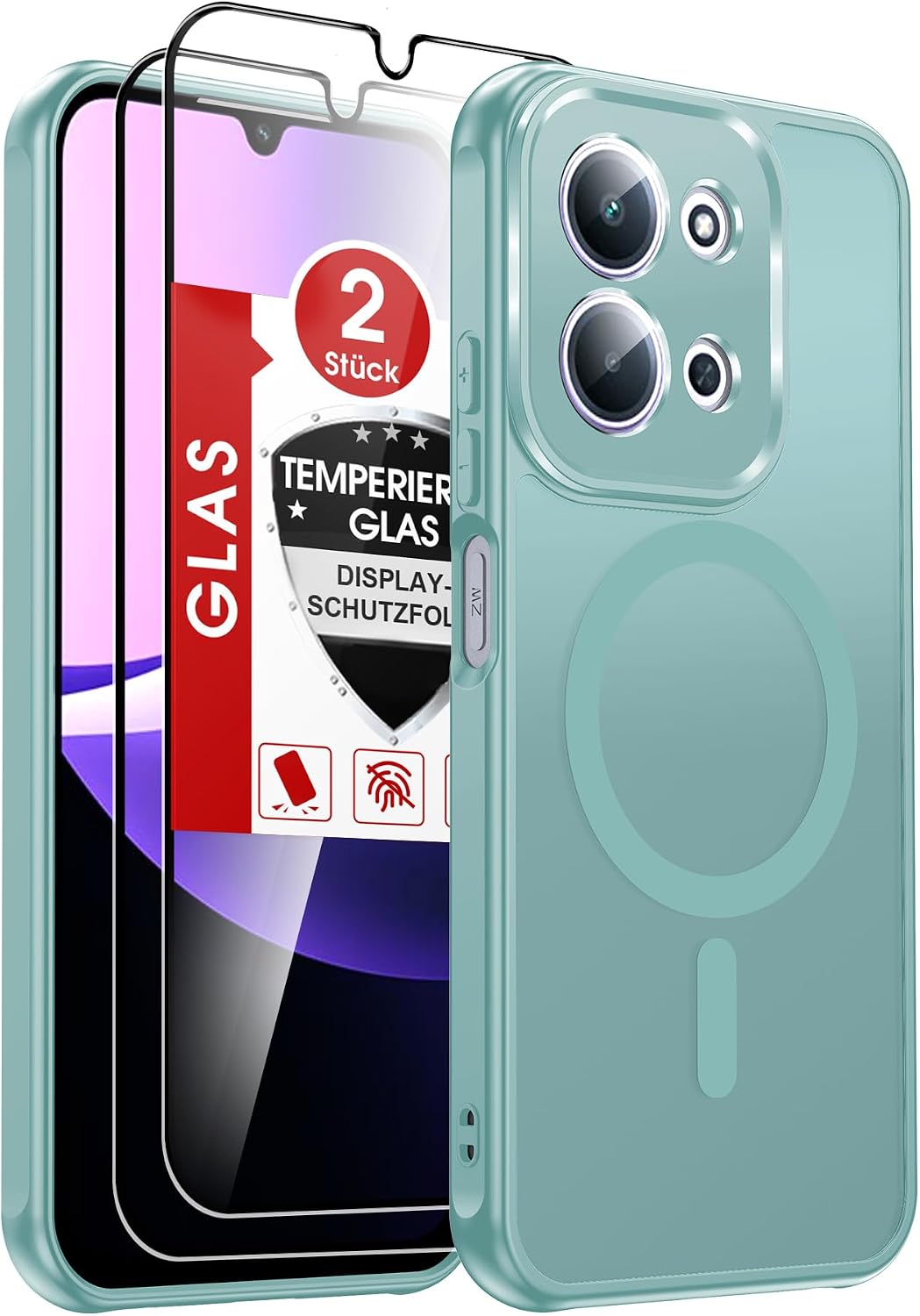 LeYi für Samsung Galaxy A06 4G Hülle für Magsafe mit 2X Panzerglas-Schwarz