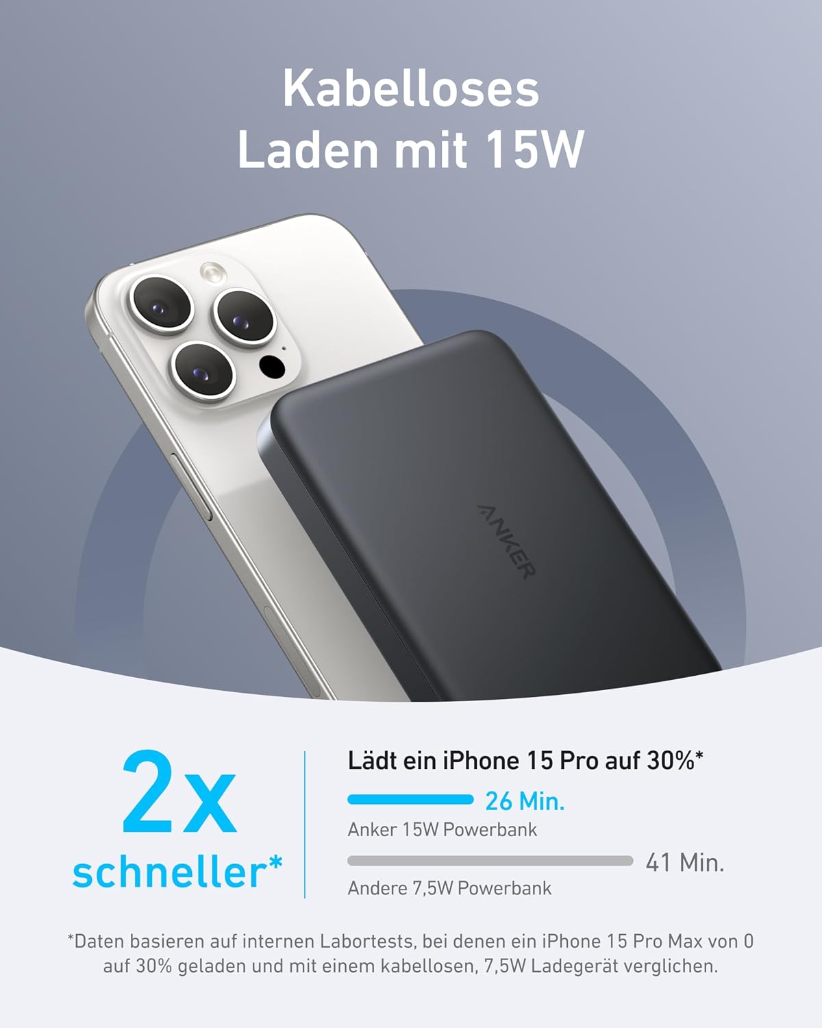 Anker MagGo Flache magnetische Powerbank 10000mAh Qi2 15W