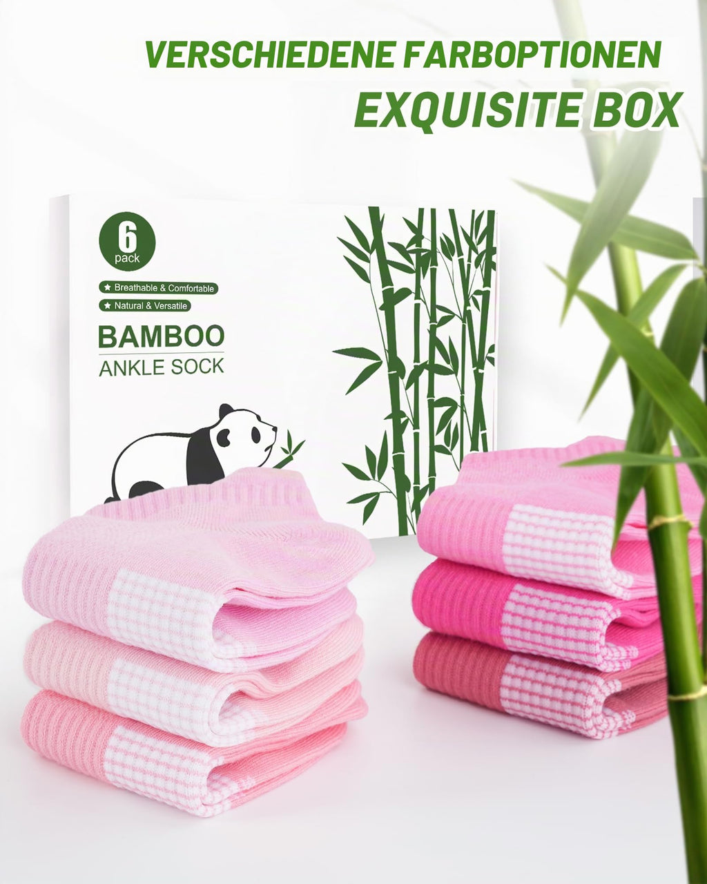 Bambus Sneaker Socken Damen, 6 Paar, Atmungsaktiv