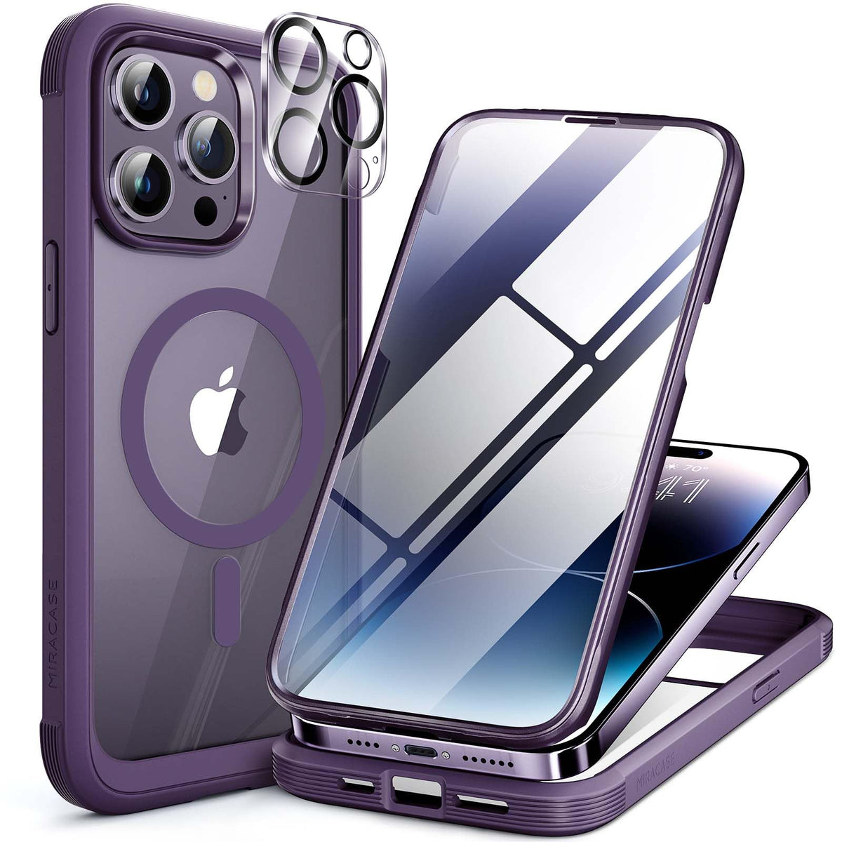Miracase für iPhone 17 Hülle 6,3 Zoll,360 Grad Komplettschutz,Schwarz