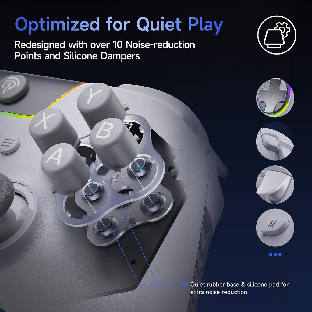 EasySMX X05PRO Wireless PC-Controller, Gaming-Controller mit leisen Tasten, 2-stufigen Triggern, Hall-Effekt-Joysticks, 2 programmierbaren Tasten, 1000 mAh Akku, kompatibel mit PC/Switch/Android/iOS – Schwarz