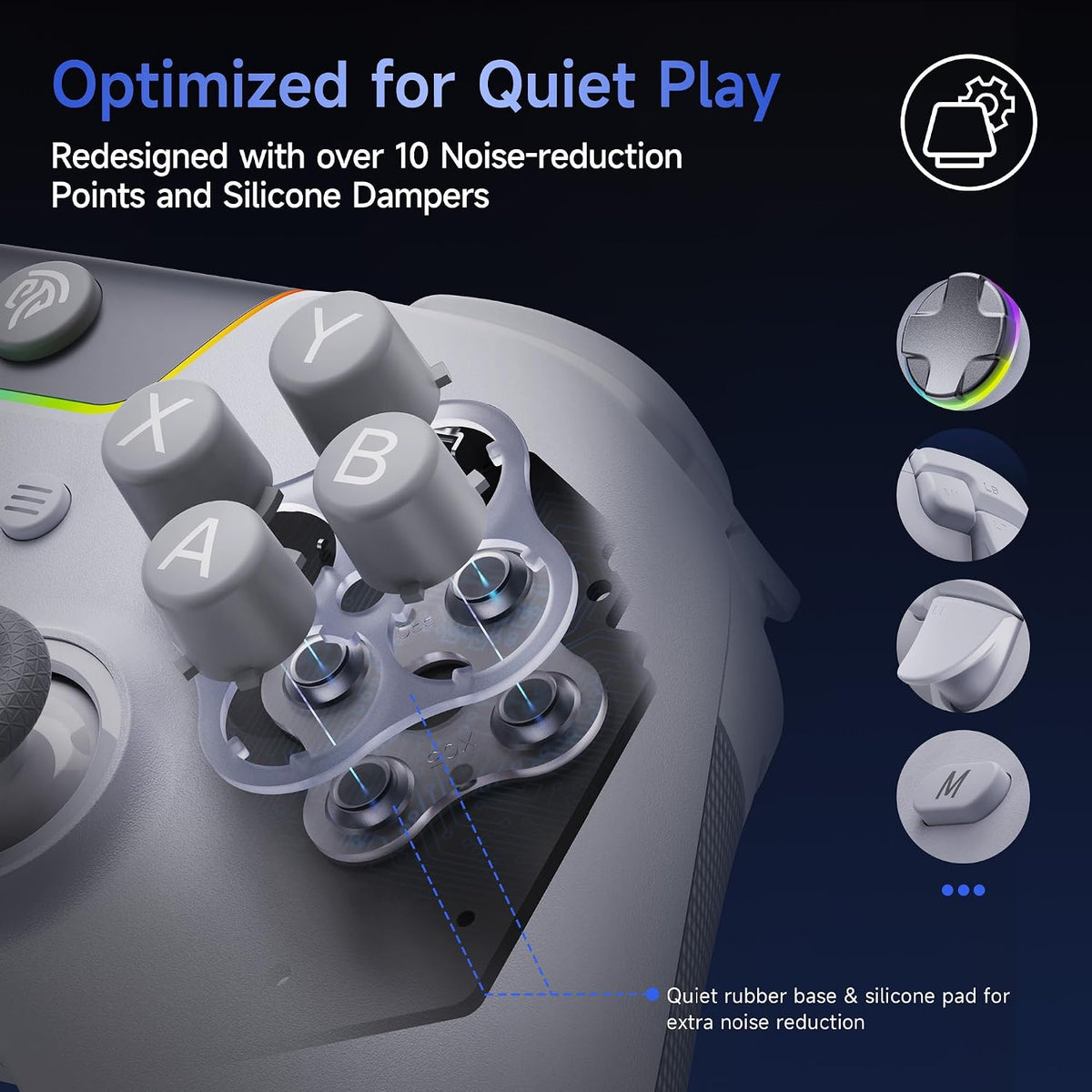 EasySMX X05PRO Wireless PC-Controller, Gaming-Controller mit leisen Tasten, 2-stufigen Triggern, Hall-Effekt-Joysticks, 2 programmierbaren Tasten, 1000 mAh Akku, kompatibel mit PC/Switch/Android/iOS – Schwarz