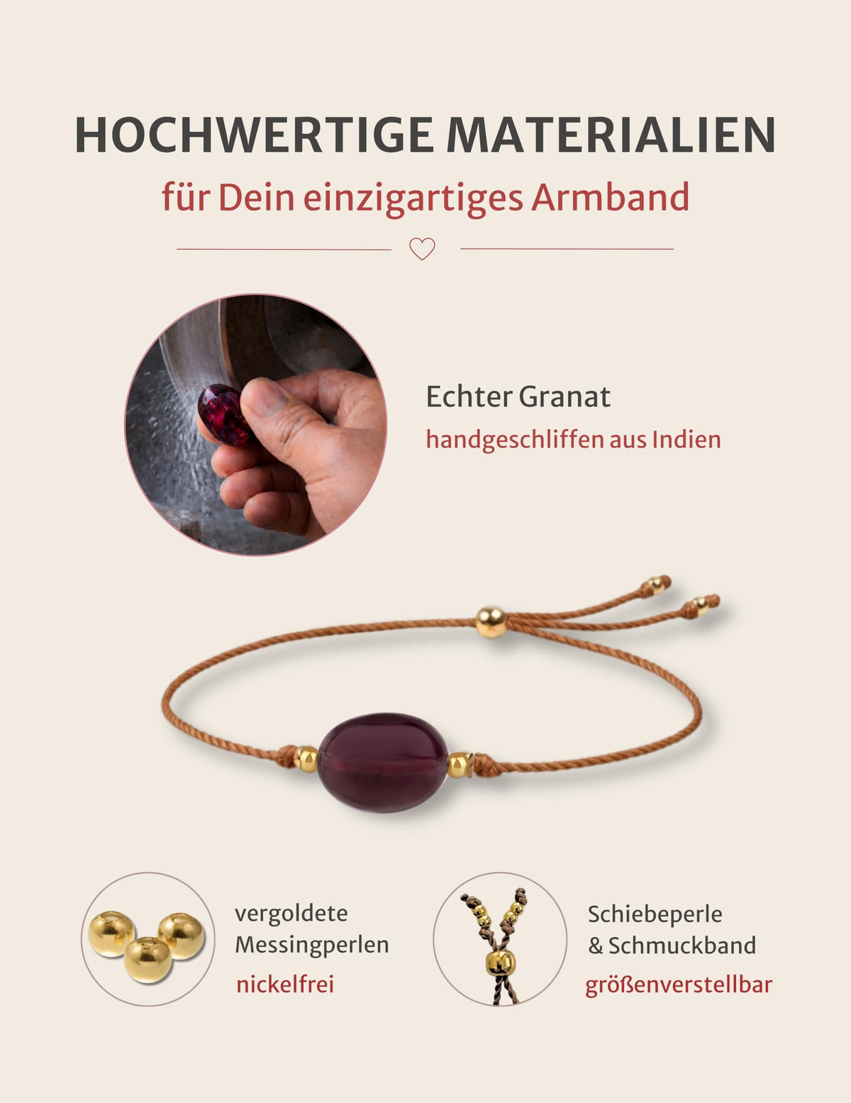 happymaker Edelstein Armband Damen als Kraftgeber, handmade in Deutschland