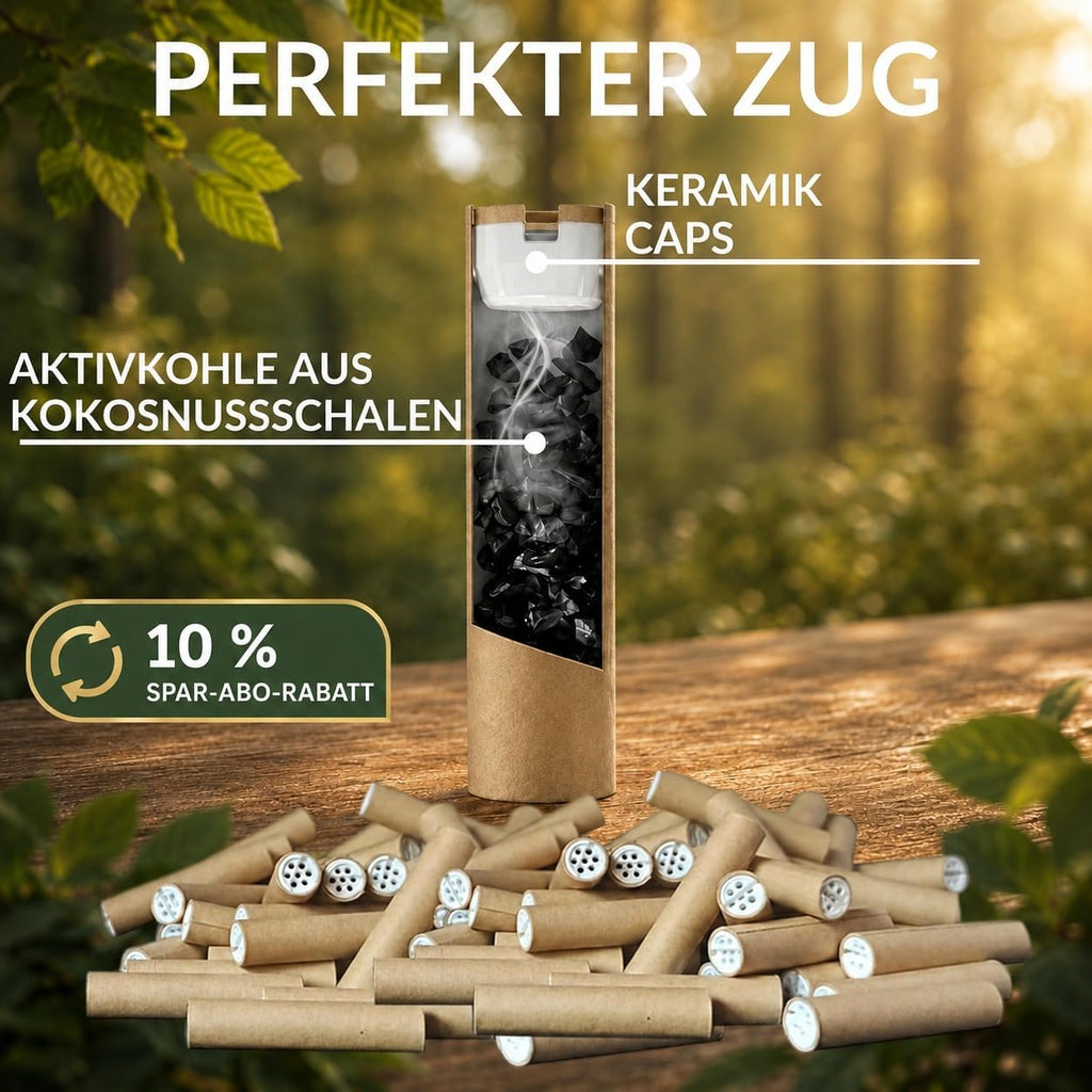 Aktivkohlefilter 6mm I 250 Aktivkohle Filter aus Kokoskohle I Keramikkappen