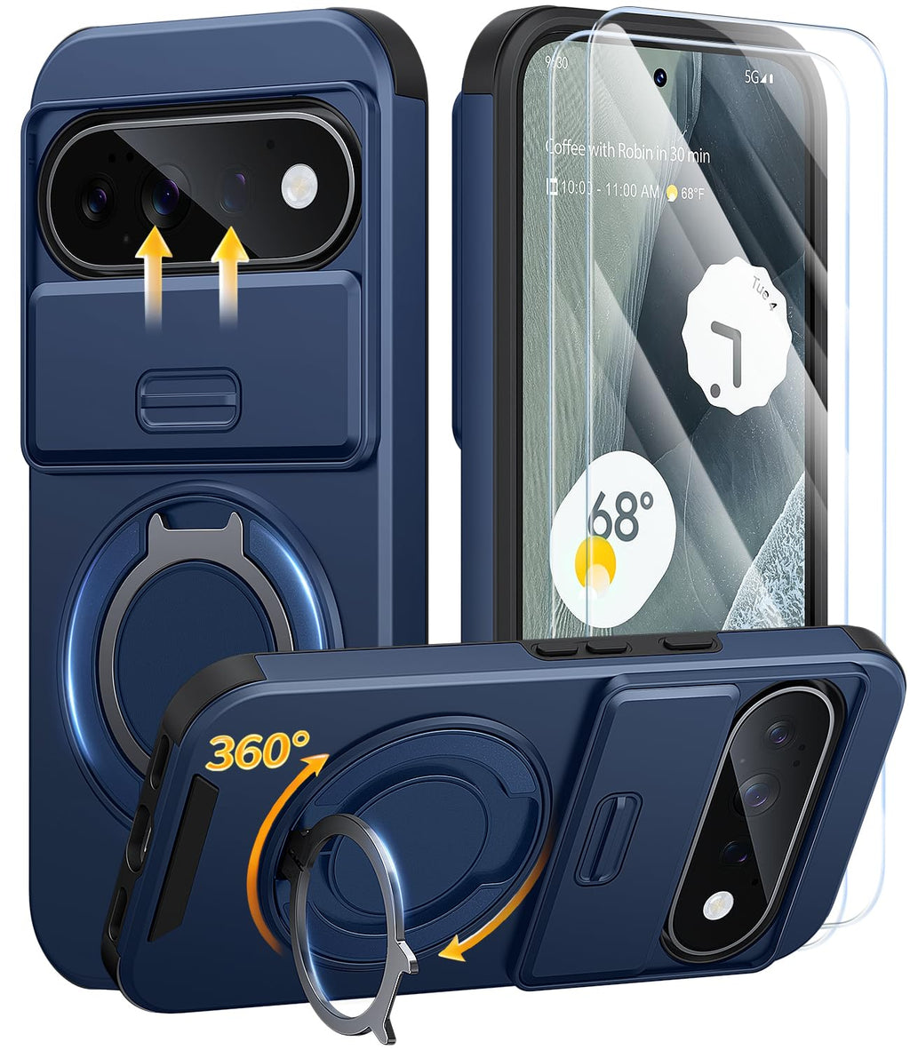 AOUIA für Samsung Galaxy S26 Ultra Hülle mit 2 Stück Panzerglas, Kameraschutz, 360° drehbarer Ringständer, Militärstandard Stoßschutz, robuste Handyhülle für Samsung S26 Ultra, Schwarz