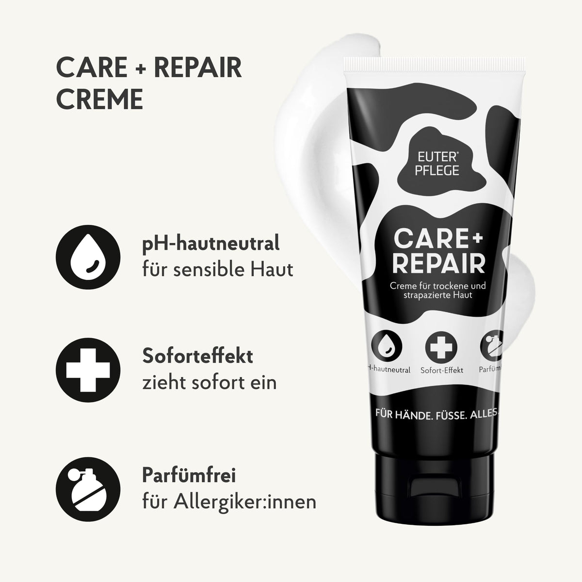 EUTERPFLEGE Care + Repair Pflegecreme, für trockene Haut, 400ml, parfümfrei