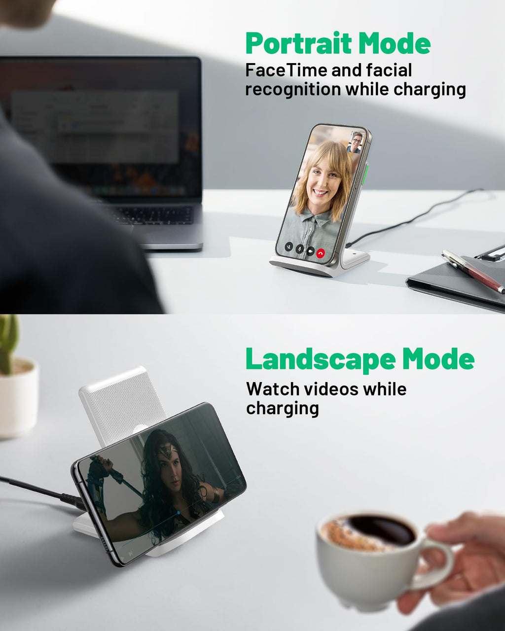 INIU Wireless Charger, 15W Schnelles Induktive Ladestation mit LED