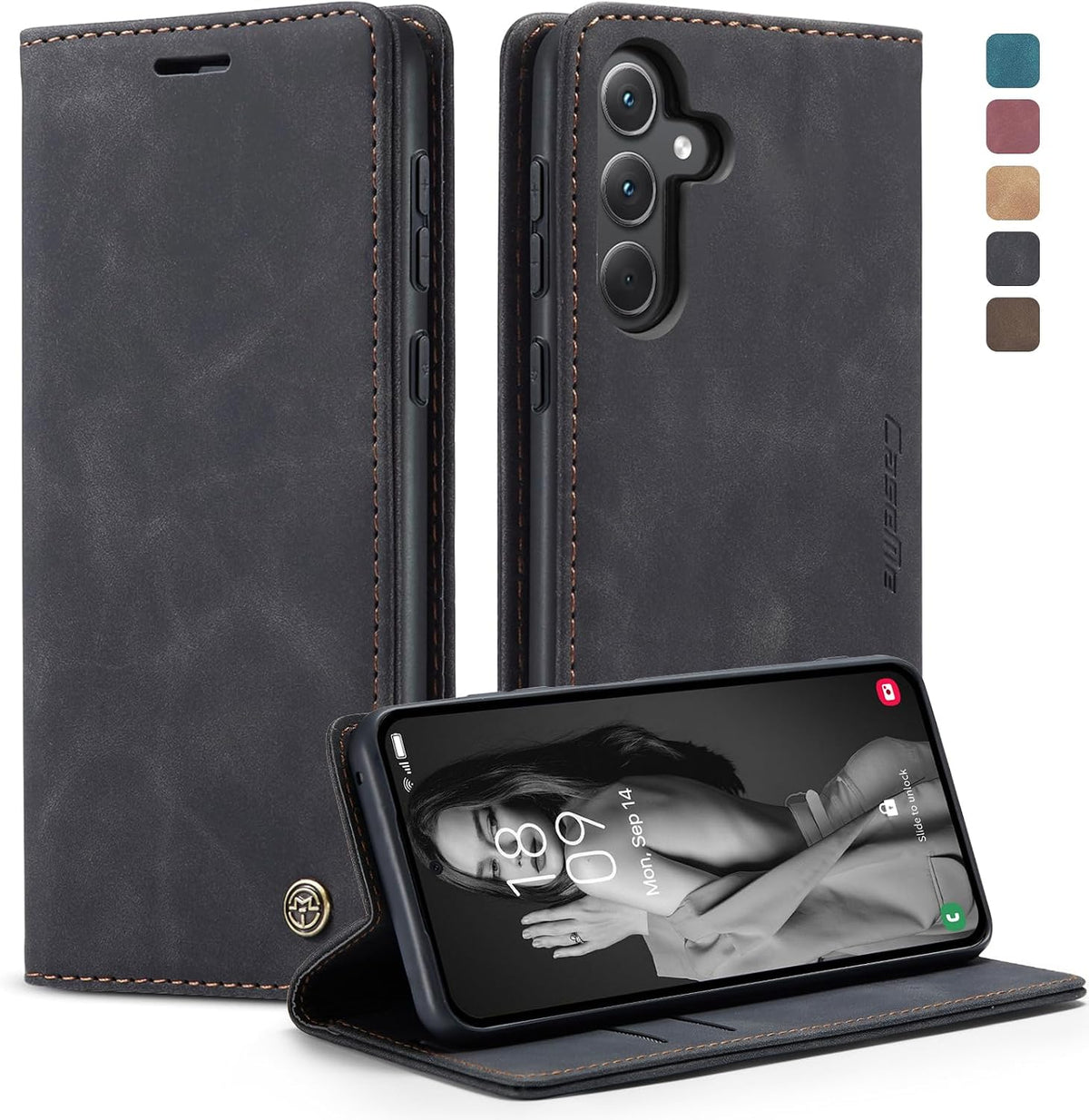 Handyhülle für Honor Magic 6 Pro hülle Premium PU klapphülle RFID Lederhülle Faltbare Schutzhülle Kartenfach Standfunktion Handytasche hülle Honor Magic 6 Pro 5G - Schwarz