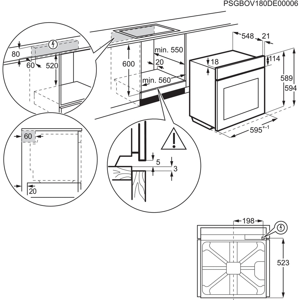 AEG Einbaubackofen, Serie 5 Ringheißluft: Gleichmäßige Garergebnisse auf 3 Ebenen, Pyrolyse Selbstreinigung, 45 Automatikprogramme, LED-Touchdisplay, Schnellaufheizung, Edelstahl, OU5PB40WSM