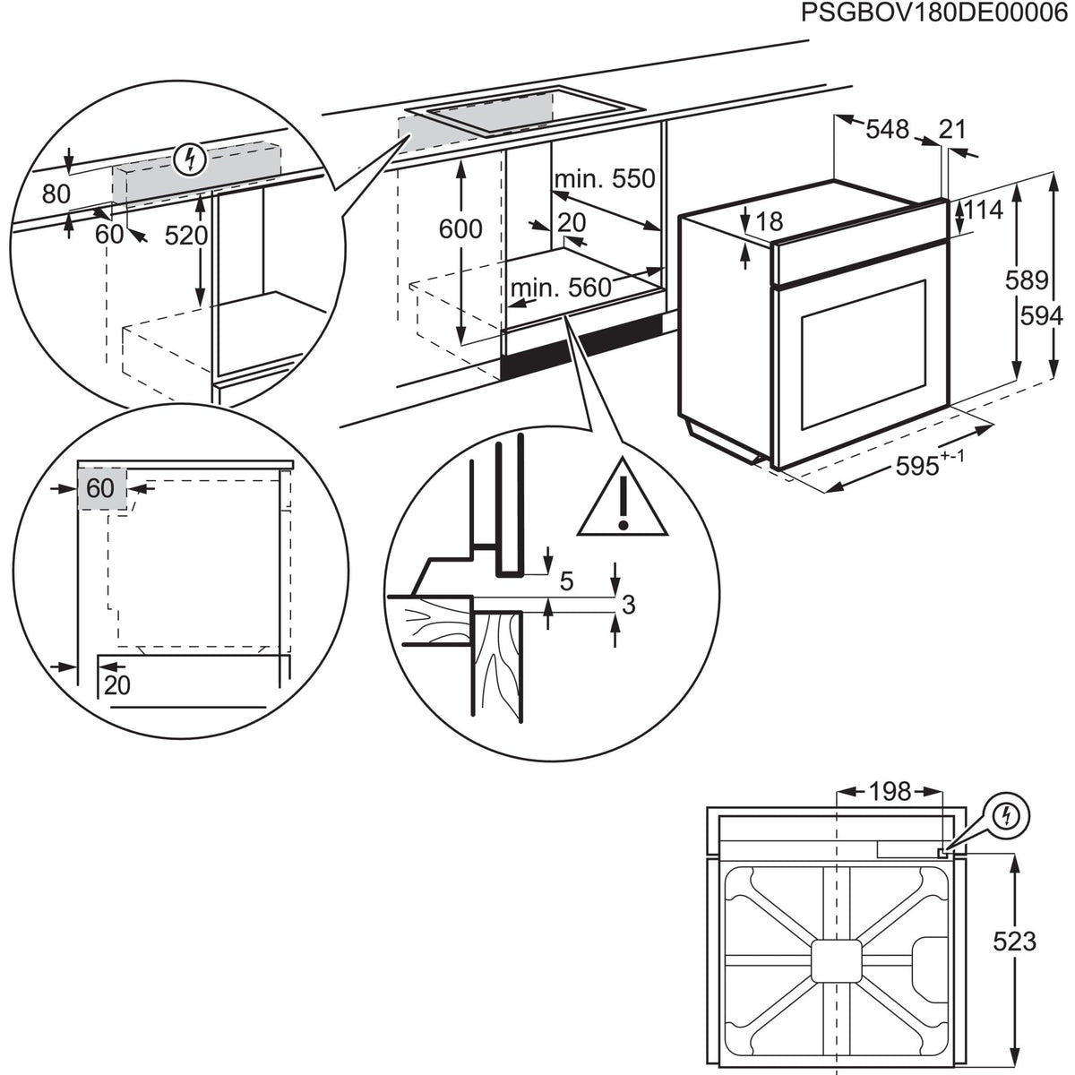 AEG Einbaubackofen, Serie 5 Ringheißluft: Gleichmäßige Garergebnisse auf 3 Ebenen, Pyrolyse Selbstreinigung, 45 Automatikprogramme, LED-Touchdisplay, Schnellaufheizung, Edelstahl, OU5PB40WSM